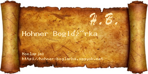 Hohner Boglárka névjegykártya